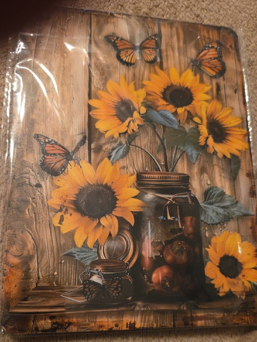 NWOT Sunflower Mason Jar Wall Art Metal Sign - Picture 3 of 4
